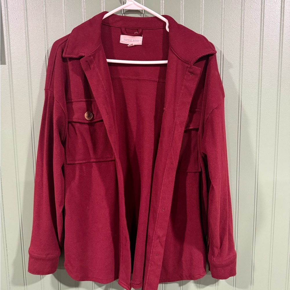 Hippie Rose Deep Red Utility Jacket